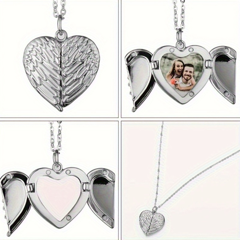 Customized Angel Wing Heart-Shaped Pendant Necklace